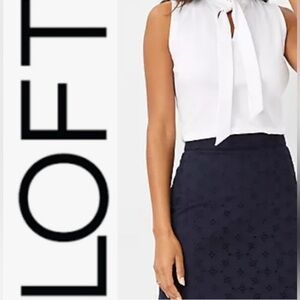 Ann Taylor‎ LOFT Beautiful Navy Eyelet Lace Overlay Straight Pencil Skirt Sz 6